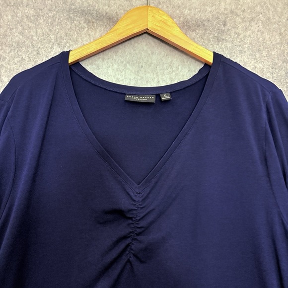 Susan Graver Weekend Size 3X Long Sleeve Navy Casual Basic Minimalist Modal - Picture 3 of 5